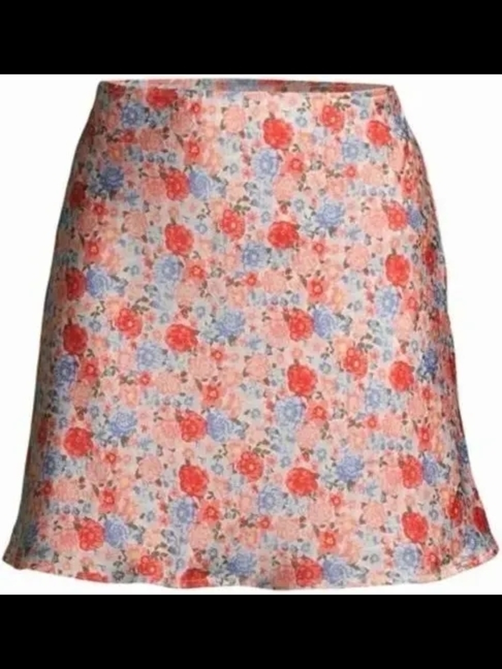 No Boundaries Pink Floral Mini Skirt with Coral & Blue Accents